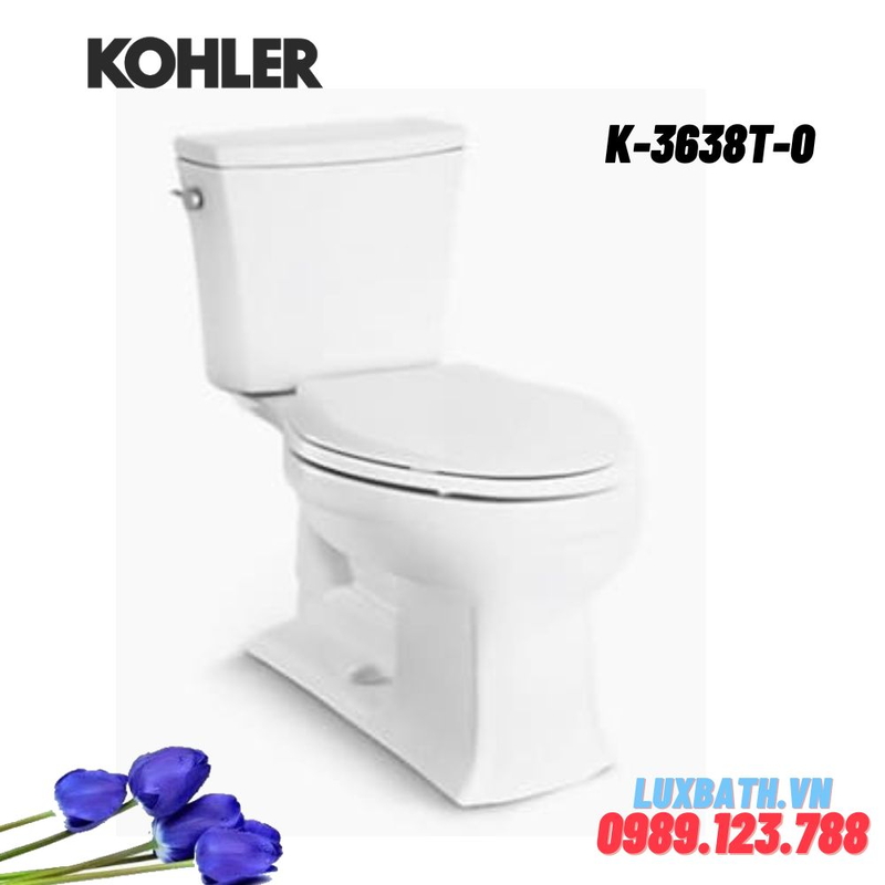 Bồn cầu hai khối Kohler K-3638T-0 nắp đóng êm