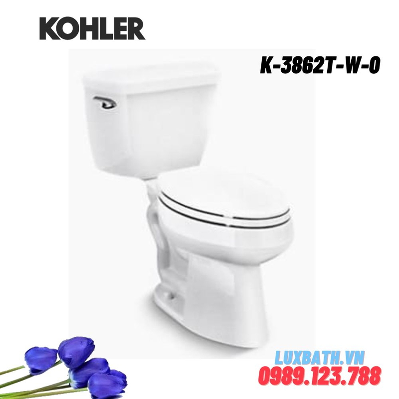 Bồn cầu hai khối Kohler K-3862T-W-0 nắp đóng êm