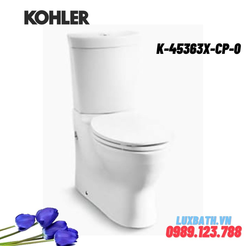 Bồn cầu hai khối Kohler K-45363X-CP-0 nắp đóng êm