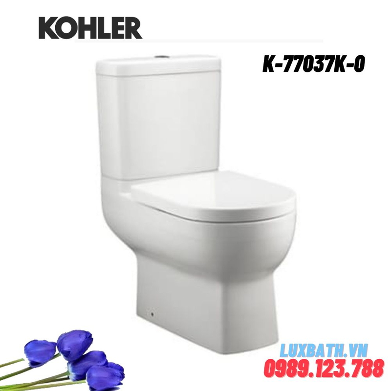 Bồn cầu hai khối Kohler K-77037K-0 nắp đóng êm