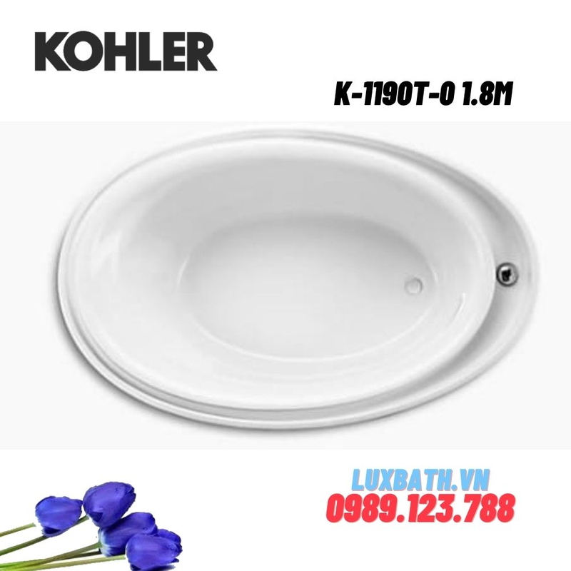Bồn tắm Kohler K-1190T-0 gang tráng men