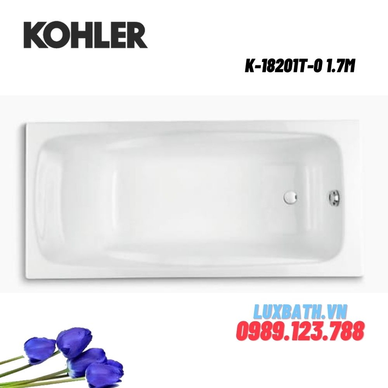 Bồn tắm Kohler K-18201T-0 gang tráng men