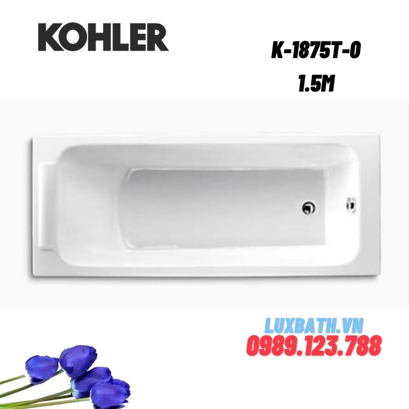 Bồn tắm Kohler K-1875T-0 gang tráng men