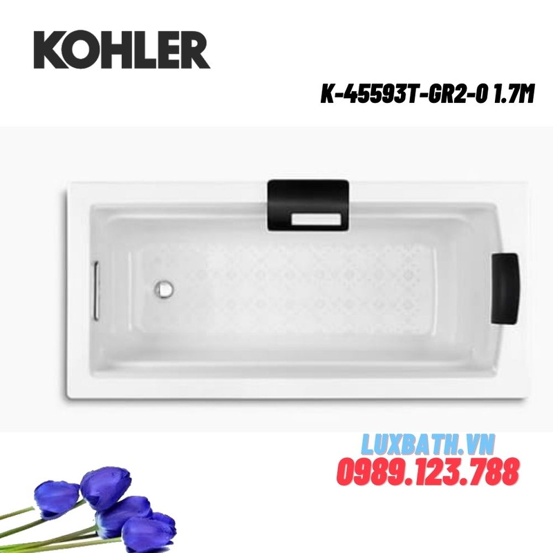 Bồn tắm Kohler K-45593T-GR2-0 gang tráng men