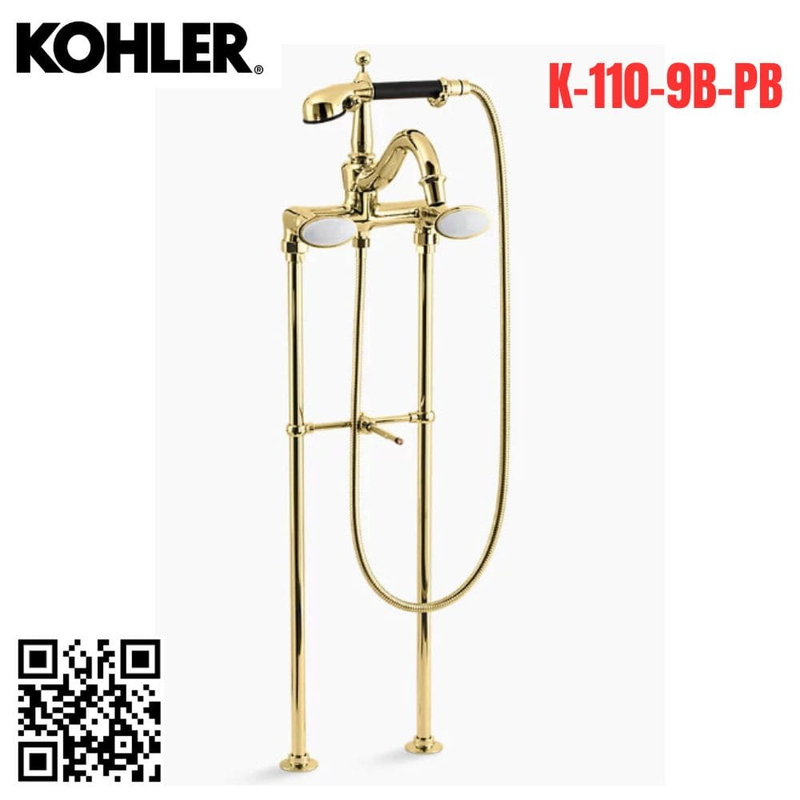Vòi bồn tắm đặt sàn Kohler K-110-9B-PB Antique Mỹ