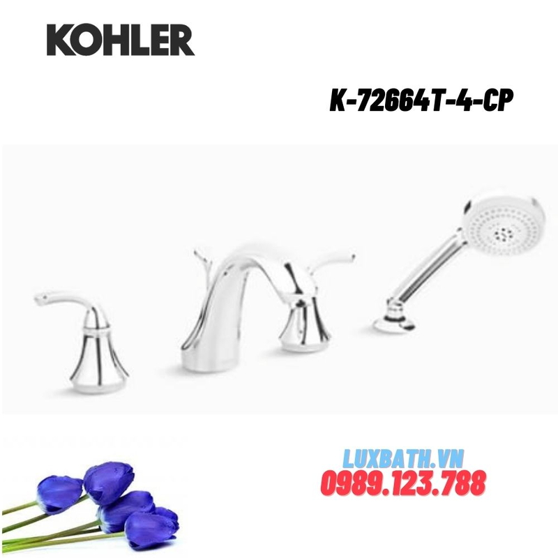 Vòi bồn tắm gắn bồn Kohler K-72664T-4-CP