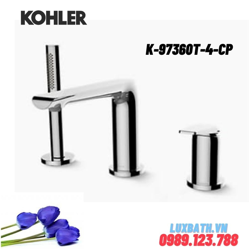 Vòi bồn tắm gắn bồn Kohler K-97360T-4-CP