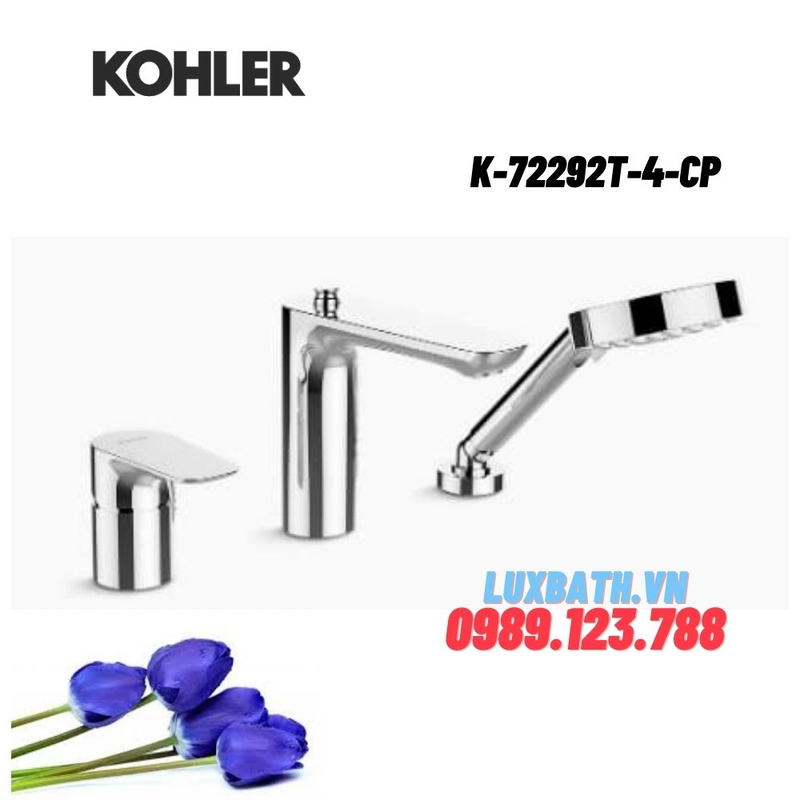 Vòi bồn tắm gắn bồn Kohler K-72292T-4-CP Aleo