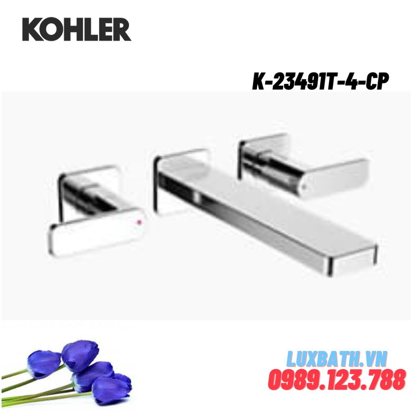 Vòi bồn tắm Kohler K-23491T-4-CP gắn tường