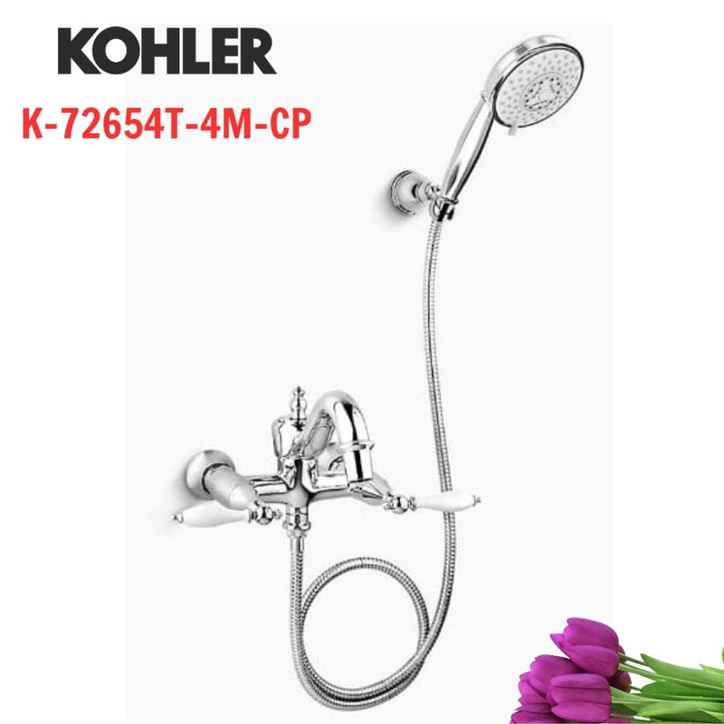 Vòi bồn tắm Kohler K-72654T-4M-CP Finial gắn tường