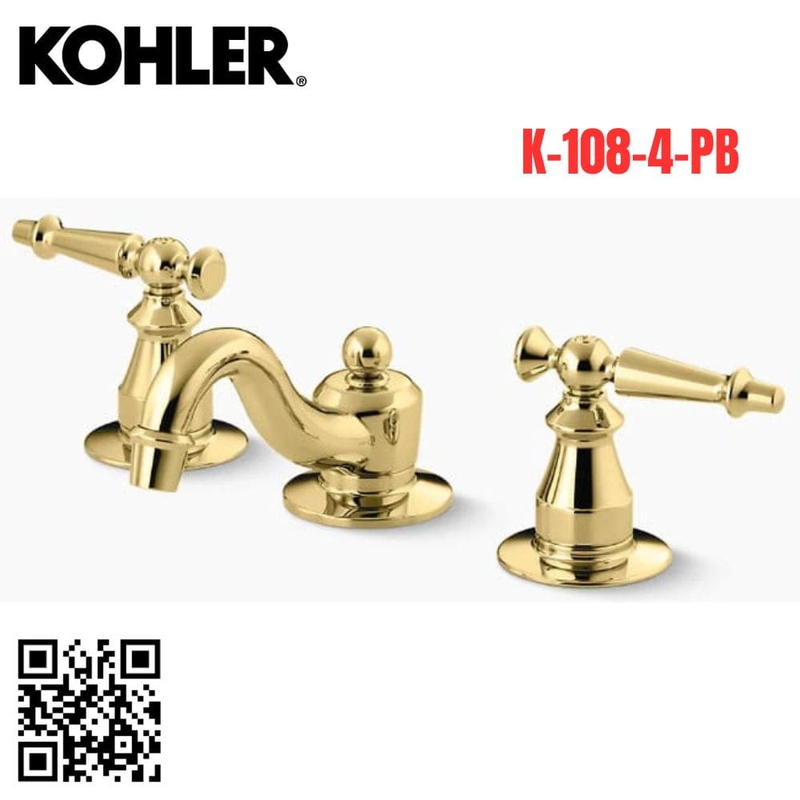 Vòi Chậu Lavabo Kohler K-108-4-PB Nóng Lạnh 3 lỗ