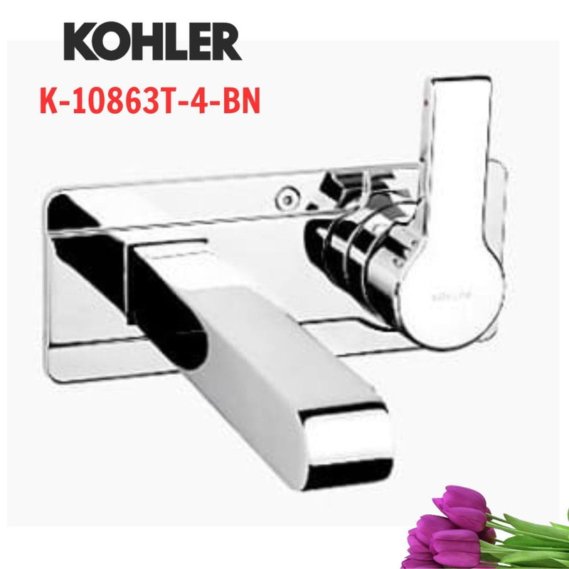 Vòi Chậu Lavabo Kohler K-10863T-4-BN Nóng Lạnh gắn tường