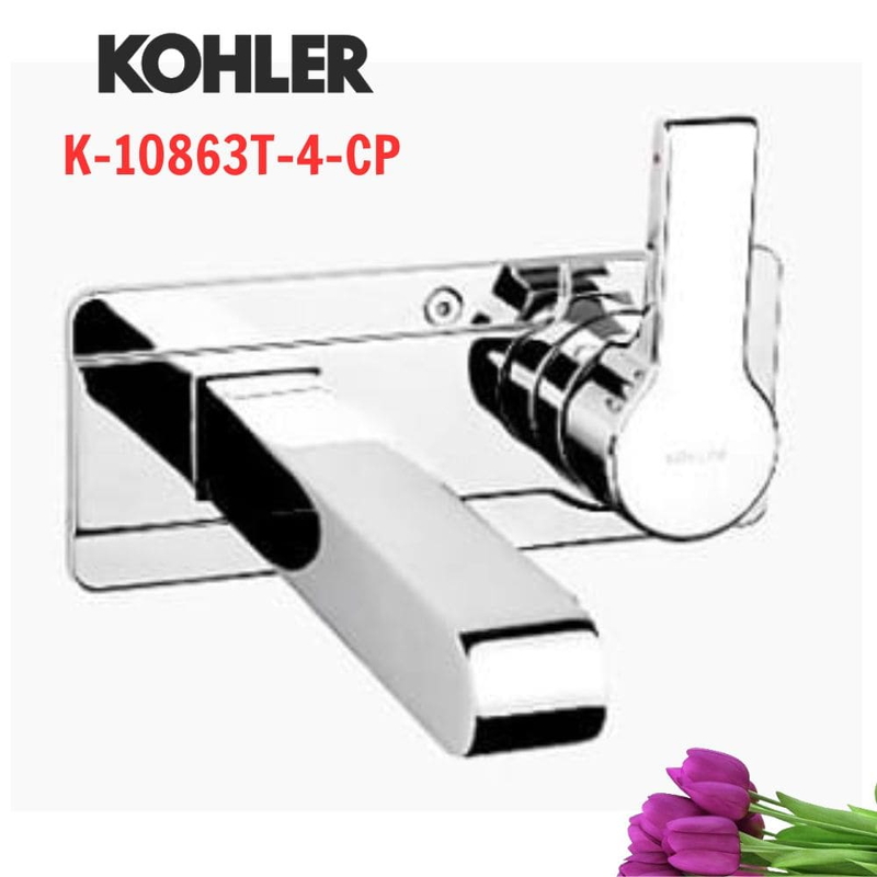 Vòi Chậu Lavabo Kohler K-10863T-4-CP Nóng Lạnh gắn tường