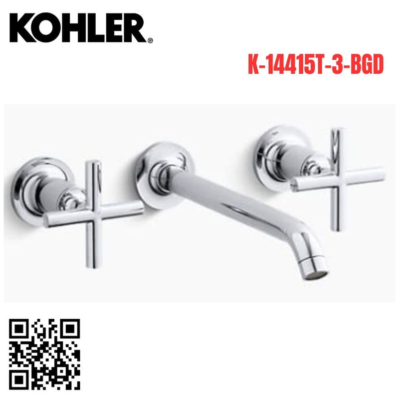 Vòi Chậu Lavabo Kohler K-14415T-3-BGD Nóng Lạnh gắn tường