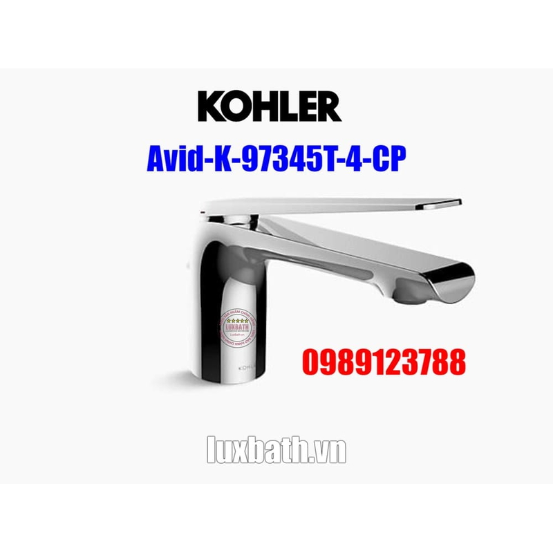 Vòi Chậu Lavabo Kohler K-97345T-4-CP Nóng Lạnh 1 lỗ