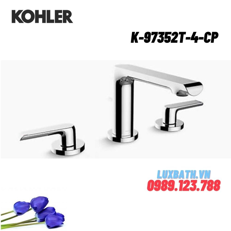 Vòi Chậu Lavabo Kohler K-97352T-4-CP 3 lỗ