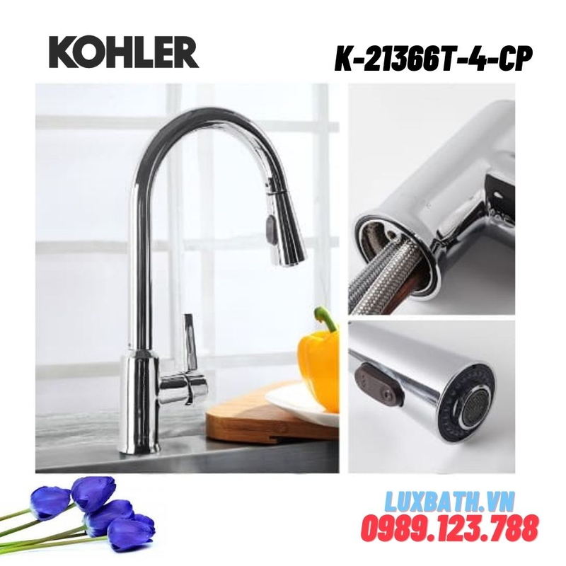 Vòi rửa bát Kohler K-21366T-4-CP