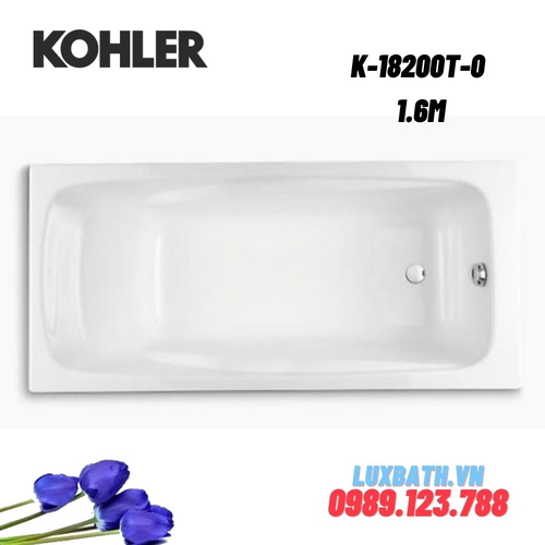 Bồn tắm Kohler K-18200T-0 1.6m gang tráng men