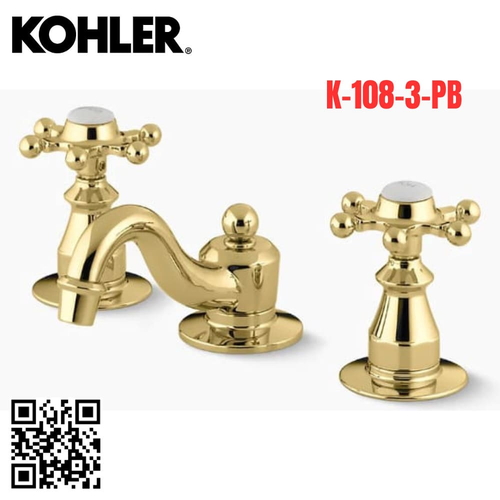 Vòi Chậu Lavabo Kohler K-108-3-PB Nóng Lạnh 3 lỗ