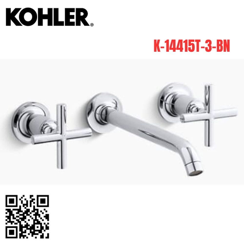 Vòi Chậu Lavabo Kohler K-14415T-3-BN Nóng Lạnh gắn tường