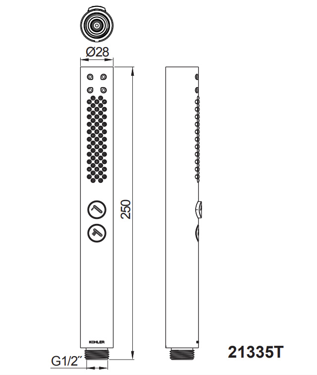 Bản vẽ kỹ thuật vòi sen cầm tay Kohler K-21335T-CP