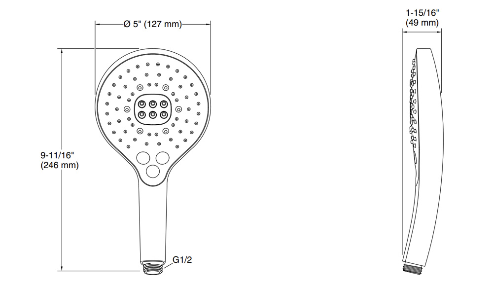 Bản vẽ kỹ thuật vòi sen cầm tay Kohler K-24717T-BL
