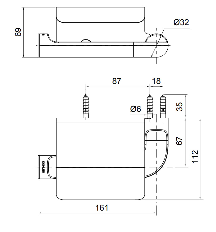 Bản vẽ kỹ thuật lô giấy Kohler K-45403T-CP