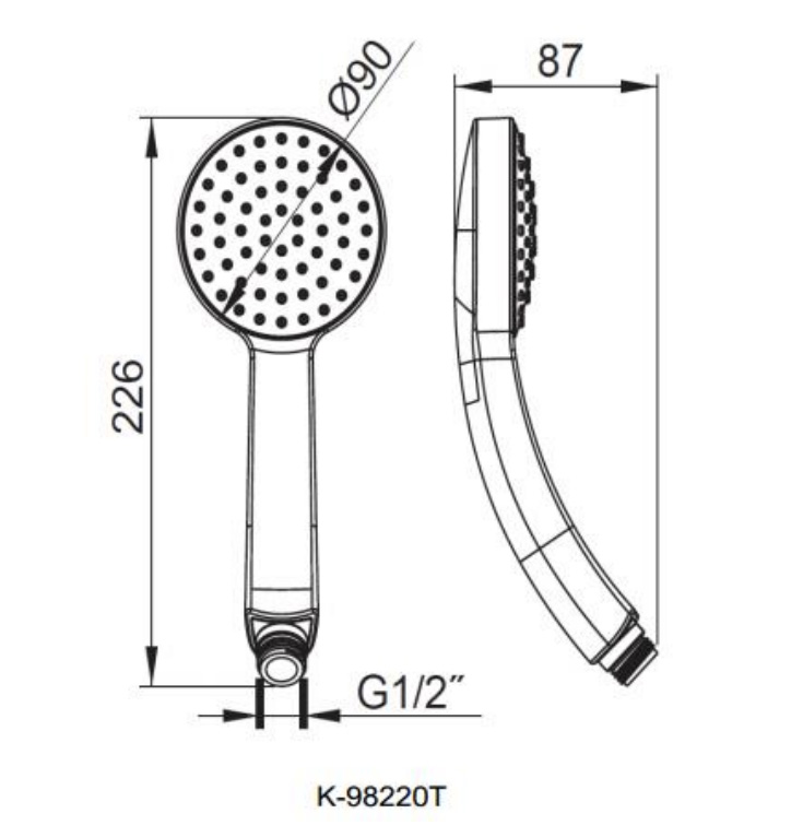 Bản vẽ kỹ thuật vòi sen cầm tay Kohler K-98220T-CP