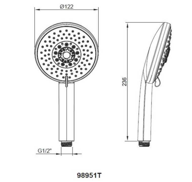 Bản vẽ kỹ thuật vòi sen cầm tay Kohler K-98951T-L-CP