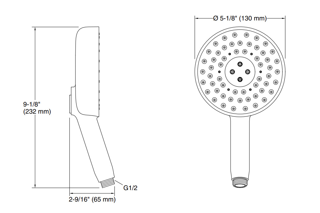 Bản vẽ kỹ thuật vòi sen cầm tay Kohler K-26282T-BL