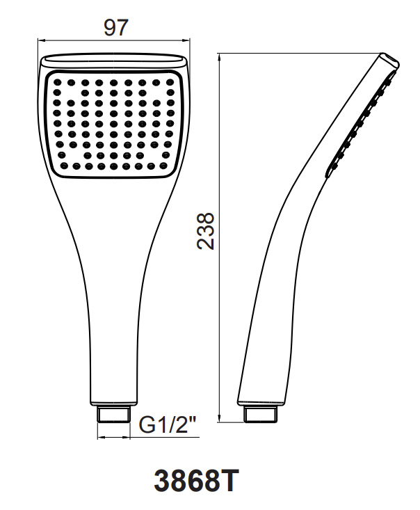Bản vẽ kỹ thuật vòi sen cầm tay Kohler K-3868T-CP