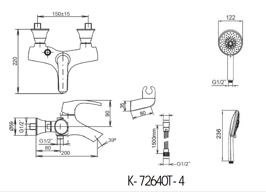 Bản vẽ kỹ thuật tham khảo Kohler K-72640T-4-CP
