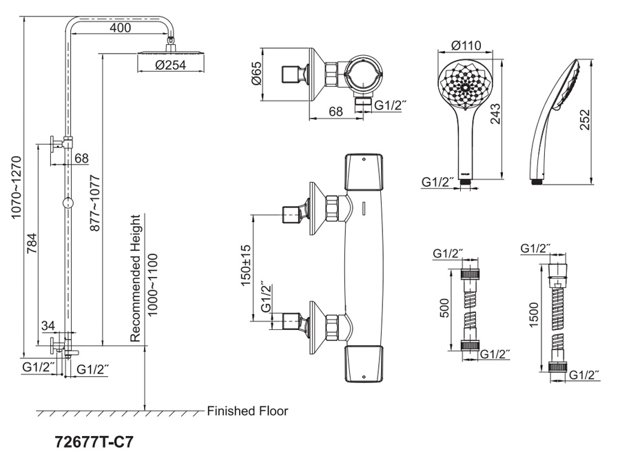 Bản vẽ kỹ thuật tham khảo Kohler K-72677T-C7-CP
