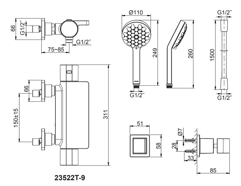 Bản vẽ kỹ thuật tham khảo Kohler K-23522T-9-CP