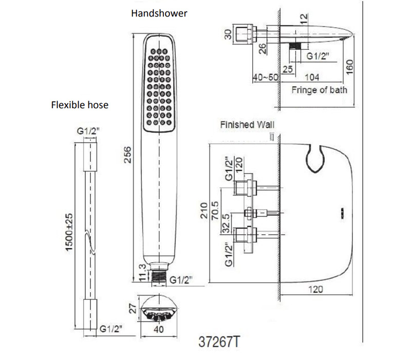 Bản vẽ kỹ thuật tham khảo Kohler K-37267T-CP