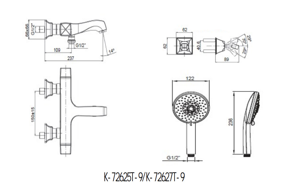 Bản vẽ kỹ thuật tham khảo Kohler K-72627T-9-CP