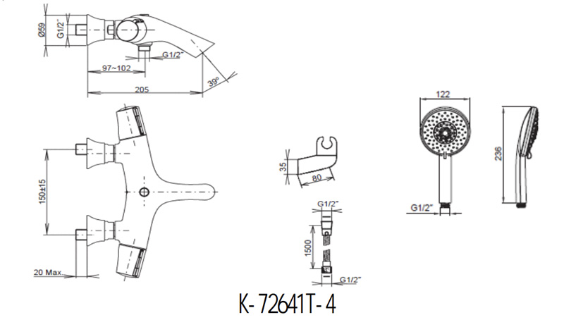 Bản vẽ kỹ thuật tham khảo Kohler K-72641T-4-CP