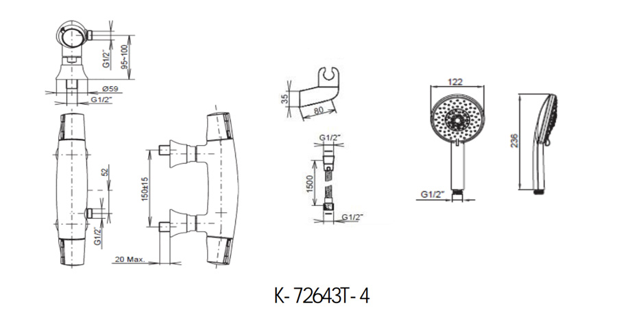 Bản vẽ kỹ thuật tham khảo Kohler K-72643T-4-CP
